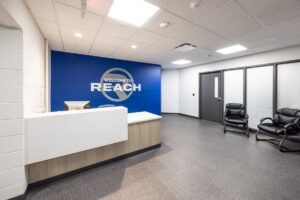 Interior of renovated Reach Church in Des Moines, IA