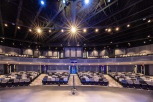 Interior of renovated Reach Church in Des Moines, IA