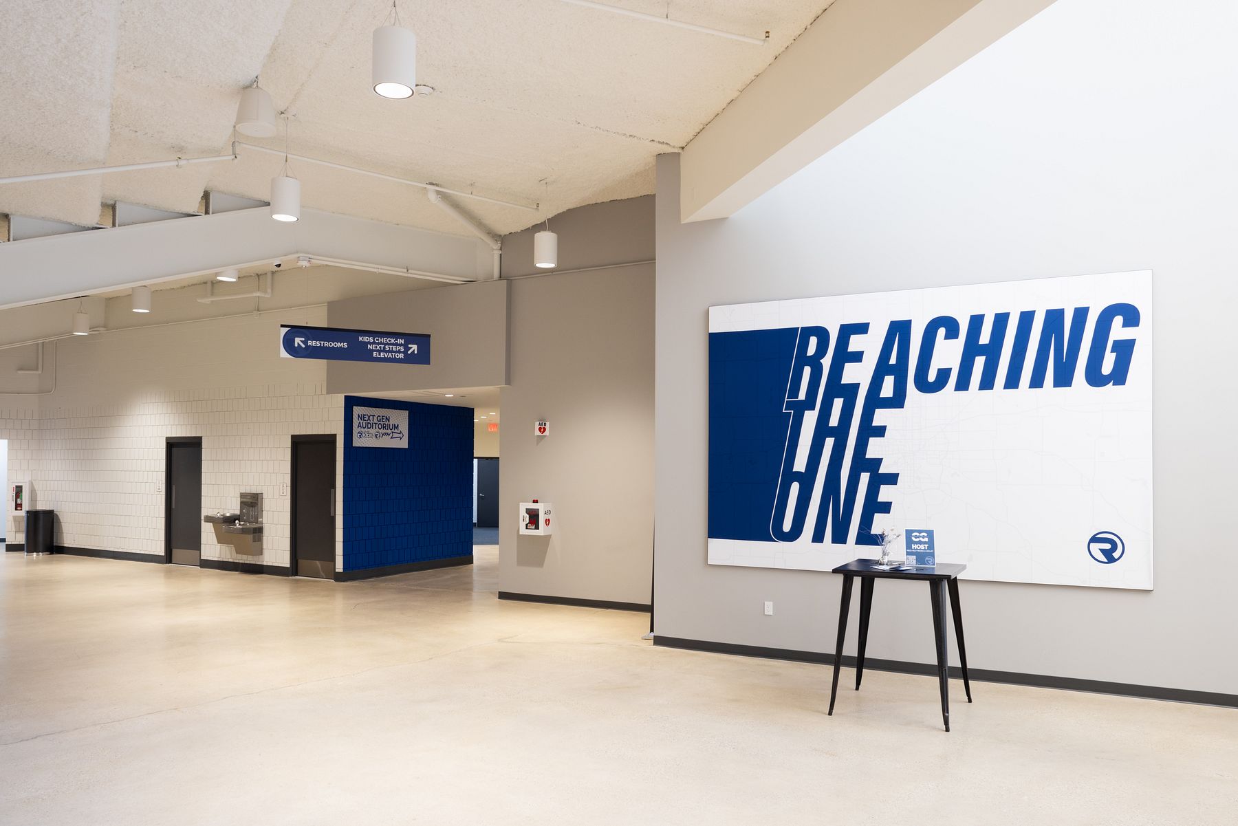 Interior of renovated Reach Church in Des Moines, IA