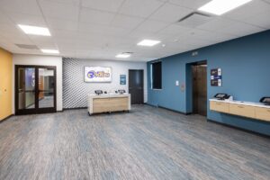 Interior of renovated Reach Church in Des Moines, IA